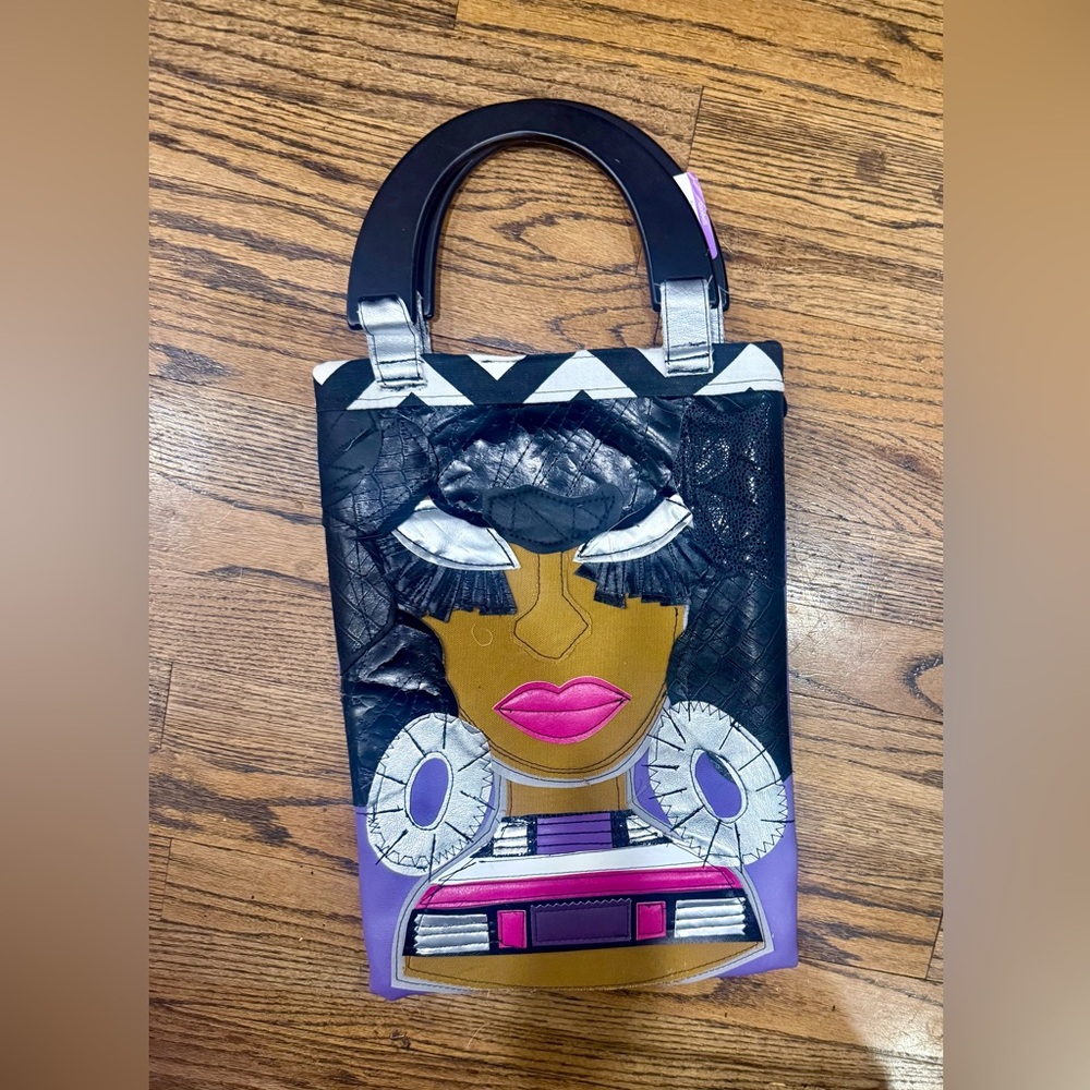 Artistic Purple and Black Tote Bag - Picture 1 of 4